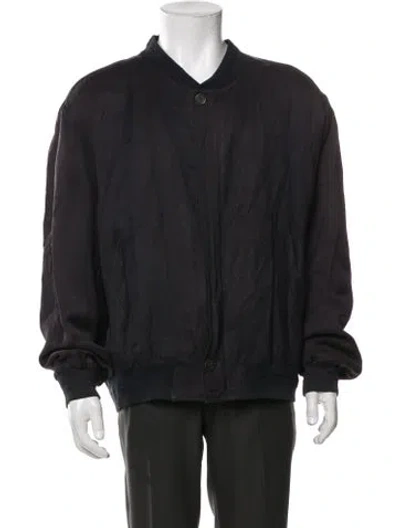 Pre-owned Canali Linen Bomber Jacket In Black