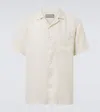 Canali Camp-collar Garment-dyed Linen Shirt In Weiss
