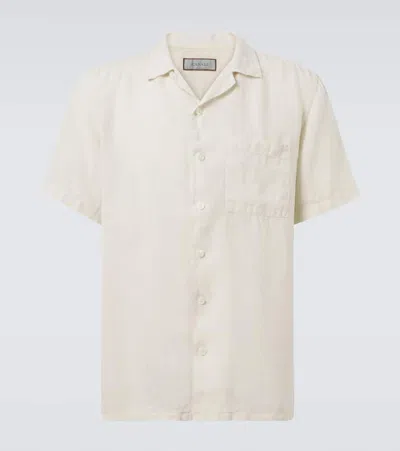 Canali Camp-collar Garment-dyed Linen Shirt In Neutrals