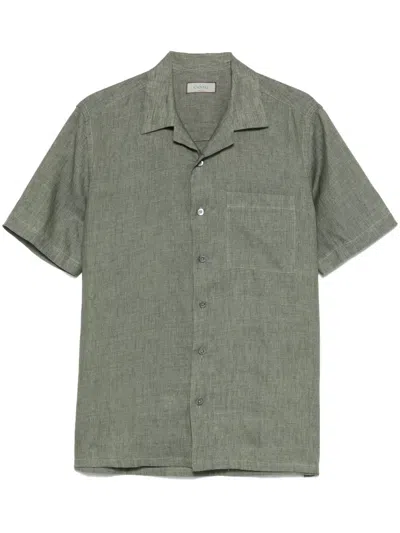 Canali Linen Shirt In Gray