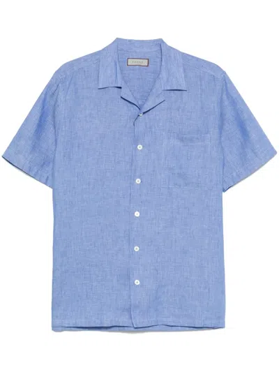 Canali Linen Shirt In Blue