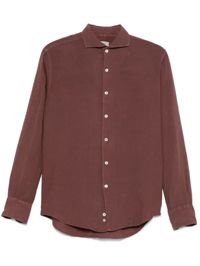 Canali Hemd Aus Leinen In Burgundy