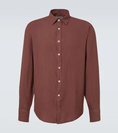 Canali Linen Shirt In Brown