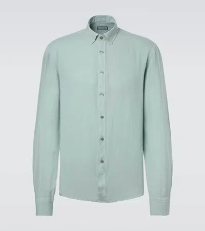 Canali Linen Shirt In Green