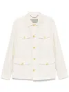 Canali Linen Shirt Jacket In Neutrals