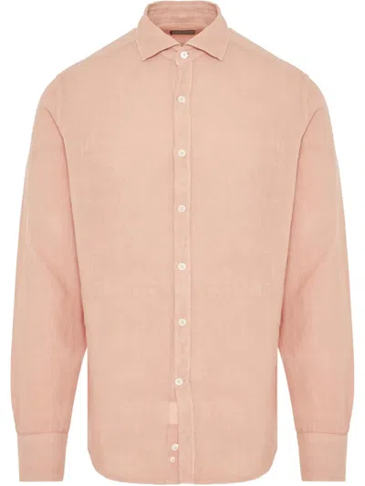 Canali Linen Shirt In Pink