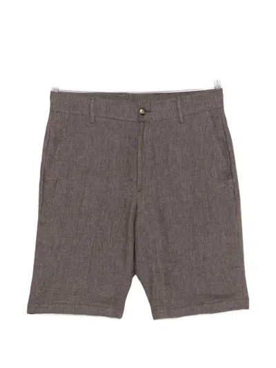 Canali Linen Shorts In Brown