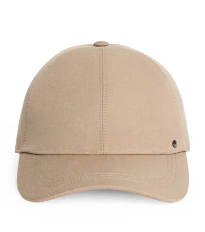 Canali Linen-silk Baseball Cap In Sand