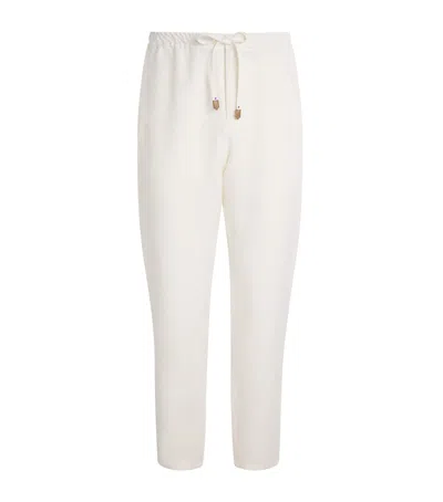 Canali Linen-silk Drawstring Trousers In White