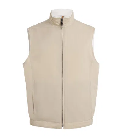 Canali Linen-silk Gilet In Neutral
