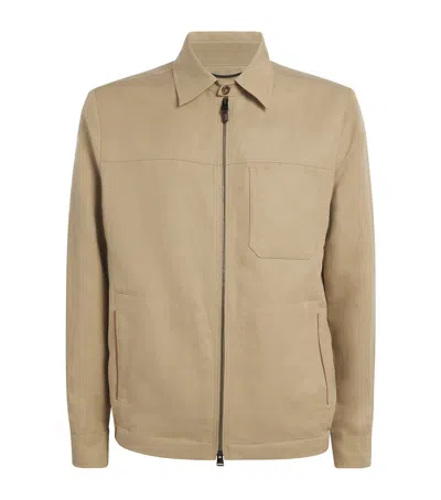 Canali Linen-silk Jacket In Gold