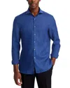 Canali Linen Sport Shirt In Dark Blue