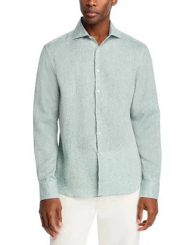 Canali Linen Sport Shirt In Green