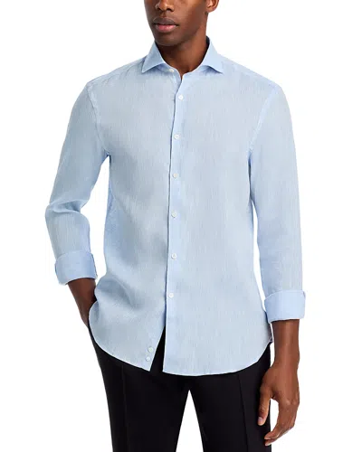 Canali Linen Sport Shirt In Blue