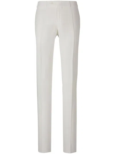 Canali Linen Tailored Trousers In White