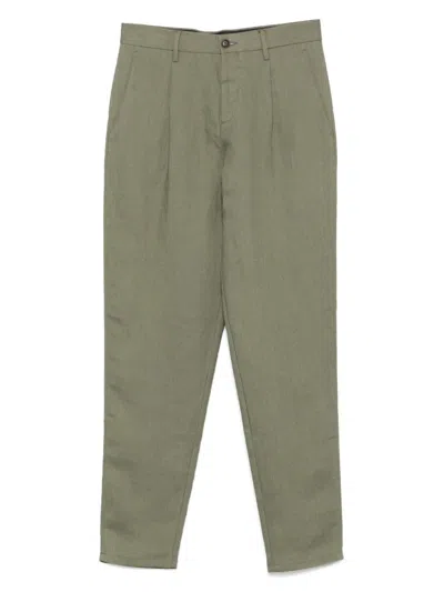 Canali Linen Trousers In Green