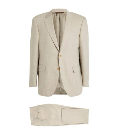 Canali Linen-wool Two-piece Suit In Beige
