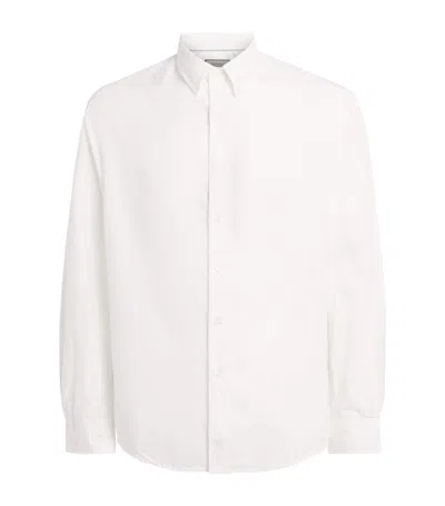 Canali Linen-cotton Embroidered Shirt In White