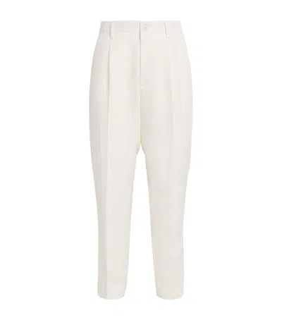 Canali Linen-silk Straight Suit Trousers In White