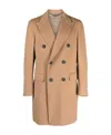 Canali Logo-patch Double-breasted Coat In Nude
