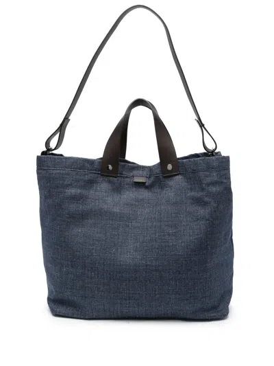 Canali Logo-patch Denim Holdall In Blue