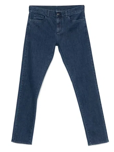 Canali Logo-patch Jeans In Blue
