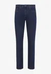 Canali Logo Patch Slim-leg Jeans In Multi