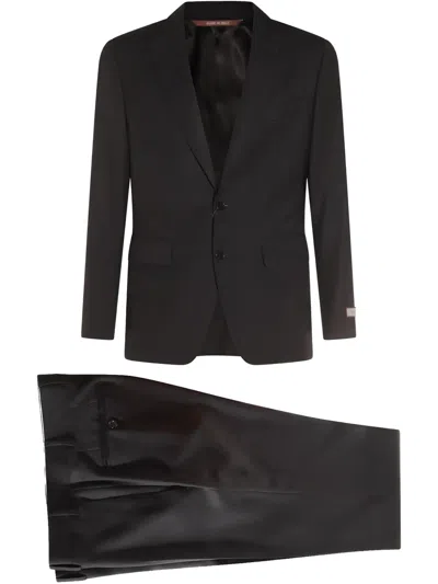 Canali Logo-patch Suit In Black