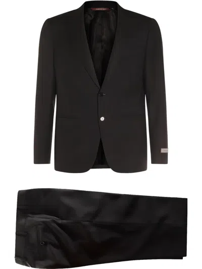 Canali Logo-patch Suit In Black