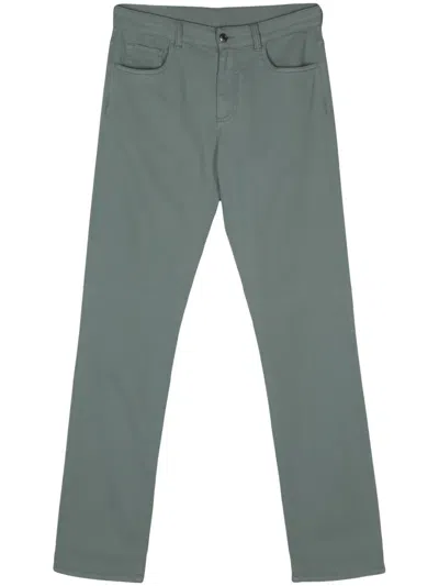 Canali Logo-patch Trousers In Green