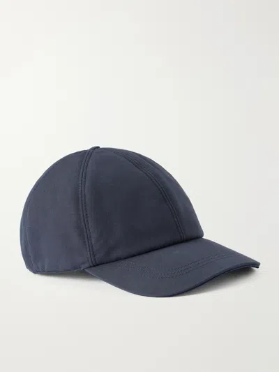 Canali Logo-appliqué Cotton-blend Cap In Blue