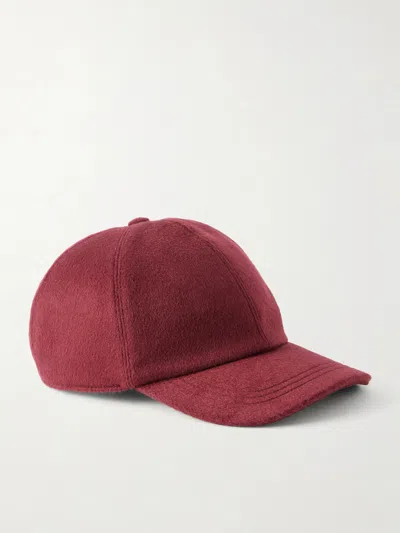 Canali Logo-appliquéd Wool Baseball Cap In Red