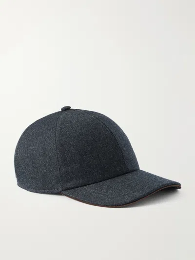 Canali Logo-appliquéd Wool Cap In Gray