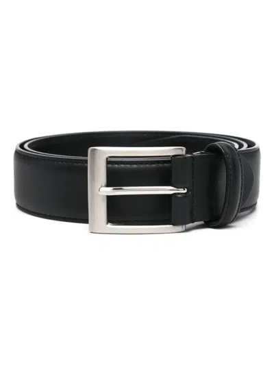 Canali Logo-debossed Belt In Black