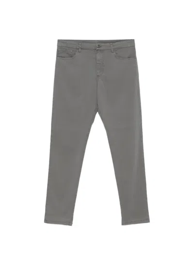 Canali Logo-patch Five-pocket Trousers In Gray
