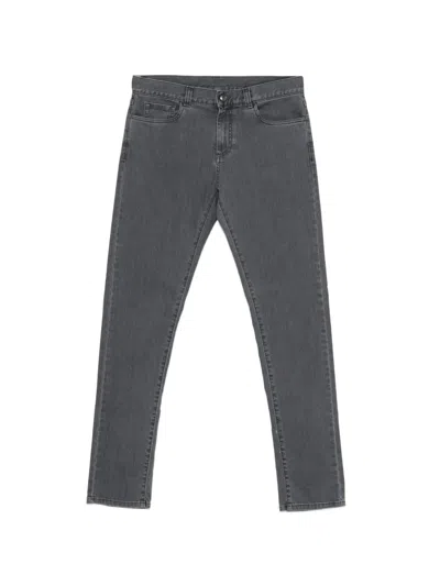 Canali Logo-patch Jeans In Gray
