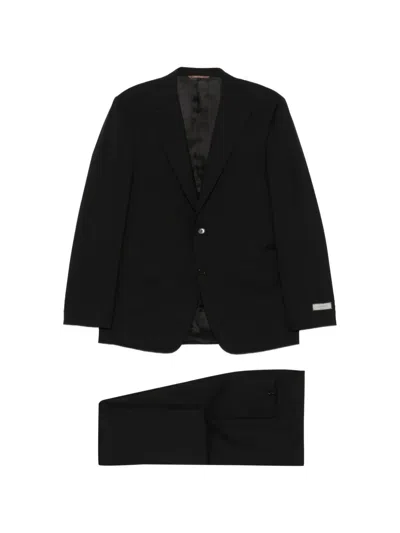 Canali Logo-patch Single-breasted Suit In Black