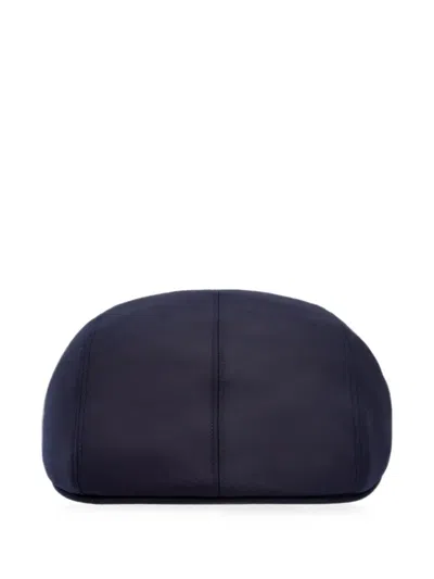 Canali Logo-patch Wool Flat Cap In Blue