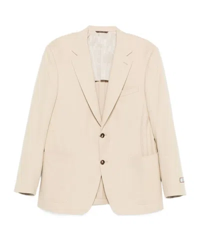 Canali Long Sleeve Blazer In Neutral