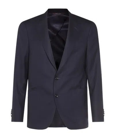 Canali Long Sleeve Blazer In Black