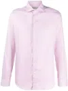 Canali Long-sleeve Buttoned Shirt In Pink