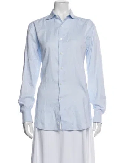 Pre-owned Canali Long Sleeve Button-up Top In Blue