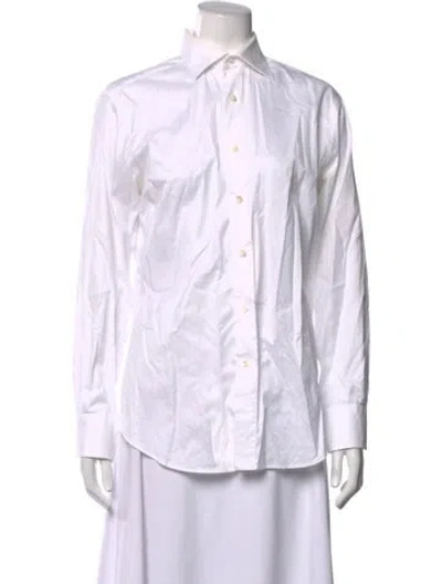 Pre-owned Canali Long Sleeve Button-up Top In White