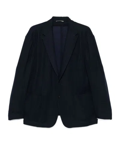 Canali Long Sleeve Casual Jacket In Navy Blue
