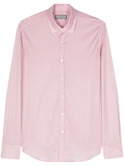 Canali Long-sleeve Cotton Shirt In 粉色