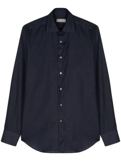 Canali Classic-collar Long-sleeve Shirt In Blue