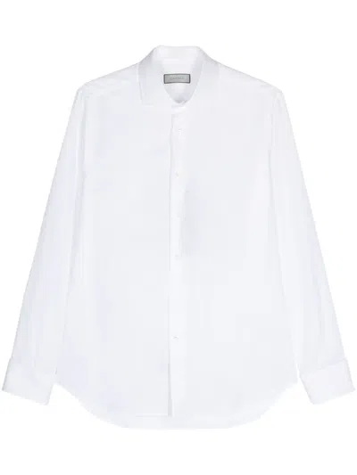 Canali Long-sleeve Cotton Shirt In White