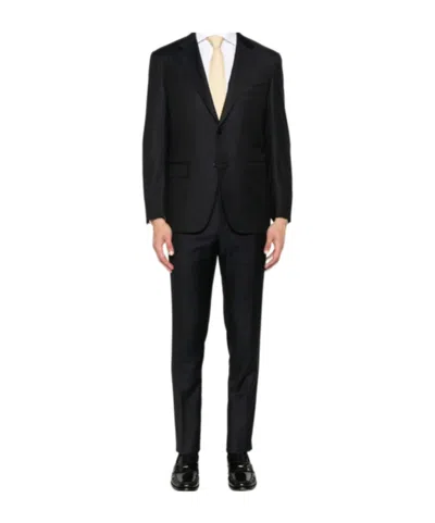Canali Long Sleeve Jacket Belt Loops Pants Suit In Black