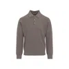 Canali Taupe Brown Wool Long Sleeves Suede Detail Polo In Gray