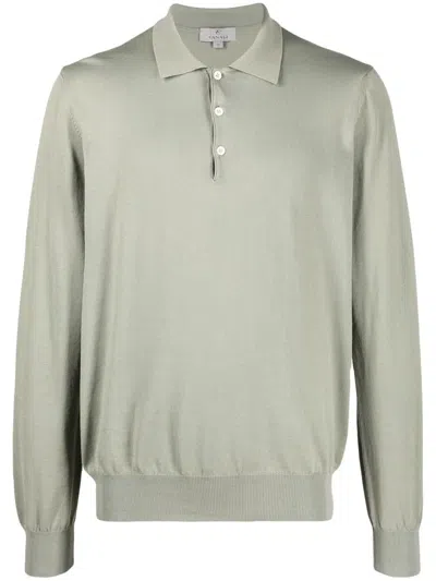 Canali Long-sleeve Polo Jumper In Green